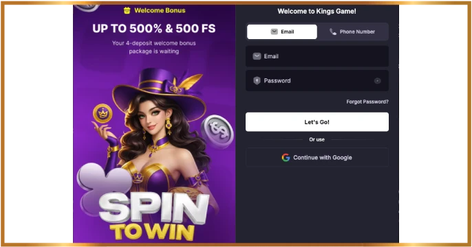 Kings.Game Casino registration banner